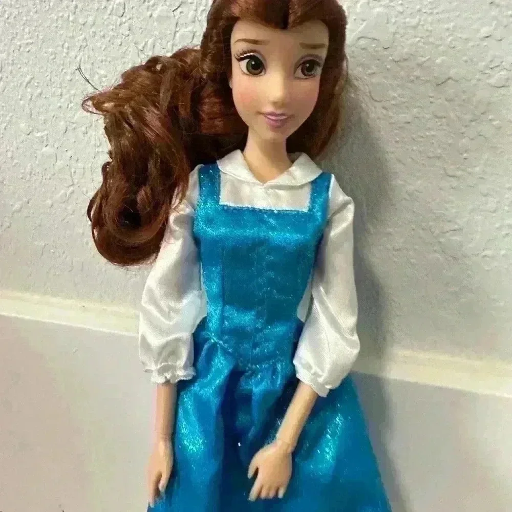 Disney Princess Belle Doll Classic Blue Ballgown Long Curly Hair Toy for Kids